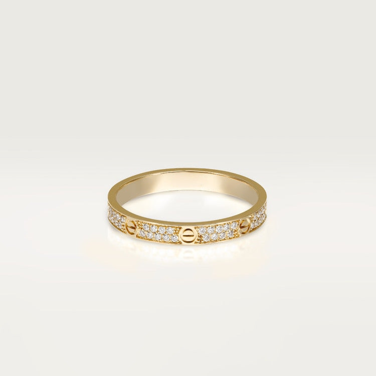Aimee Thin Diamond Paved Love Ring 3mm